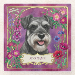Vidrio Posavasos personalizado de Schnauzer sal y pimient