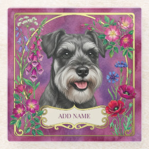 Vidrio Posavasos personalizado de Schnauzer sal y pimient