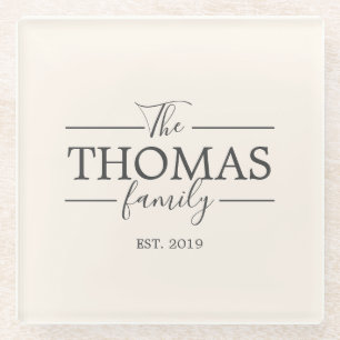 Vidrio Posavasos Personalizados con Apellido de Familia R