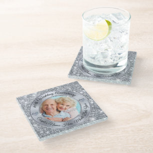 Vidrio Posavasos personalizados para aniversario de 60 añ