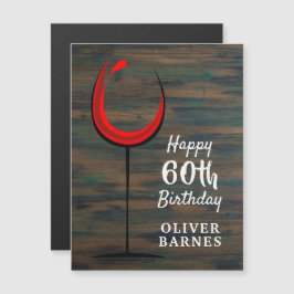 Vidrio Rojo de Madera Rústica 60 cumpleaños