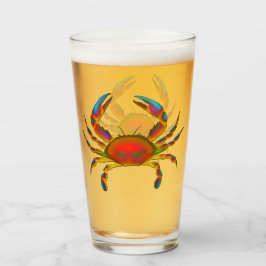 Vidrio rojo del vaso del cangrejo del océano
