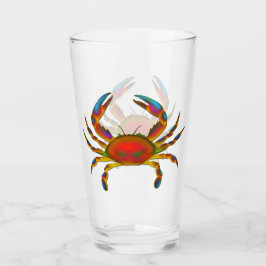 Vidrio rojo del vaso del cangrejo del océano