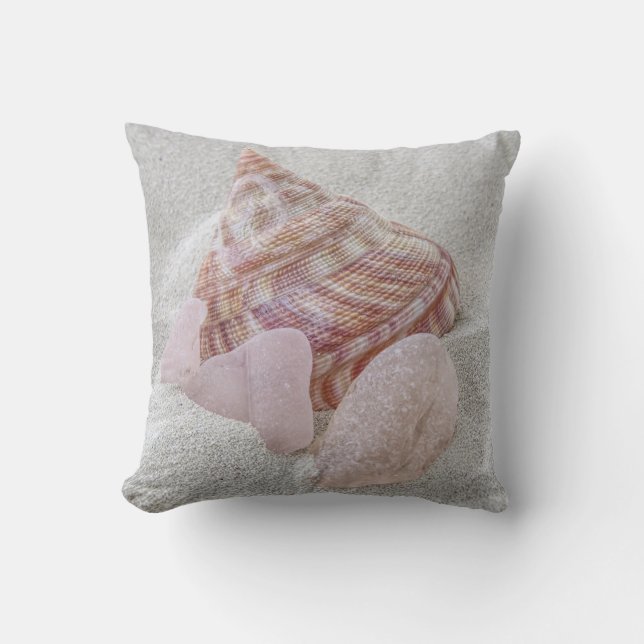 Vidrio rosa y conchas marinas - almohada (Anverso)