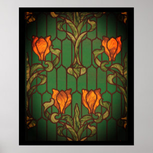 Vidrio tendido estilo arte floral flores nouveau