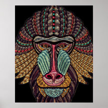 Vidrio tendido pinta de babuino arte animal africa