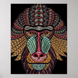 Vidrio tendido pinta de babuino arte animal africa