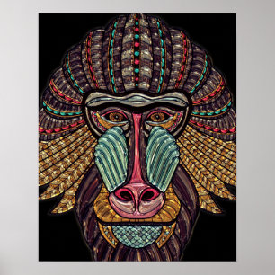 Vidrio tendido pinta de babuino arte animal africa