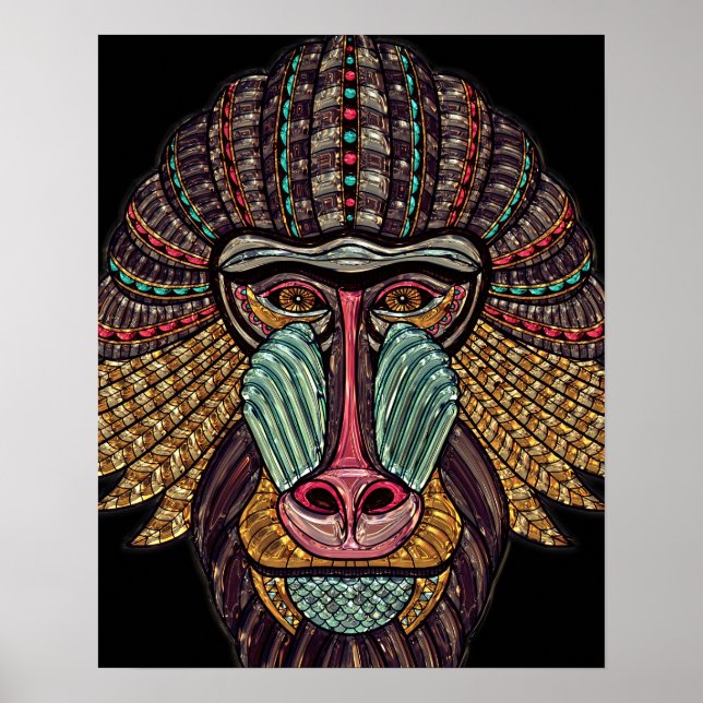 Vidrio tendido pinta de babuino arte animal africa (Frente)