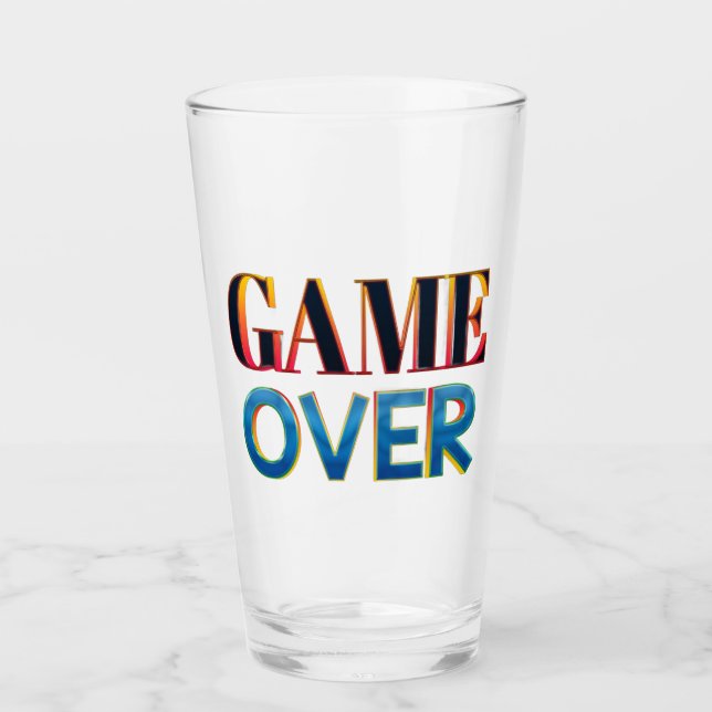 Vidrio transparente con "Game Over" en negrita y c (Anverso)