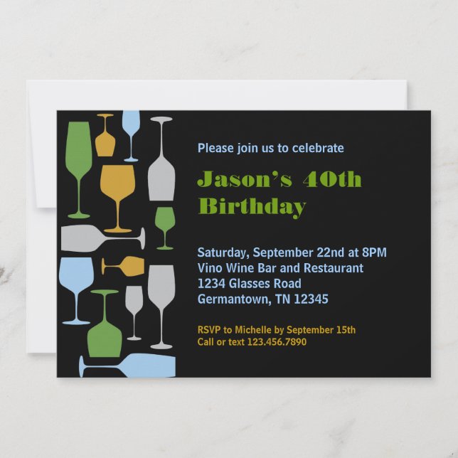 Vidrios Invitación a fiesta de cumpleaños (Anverso)
