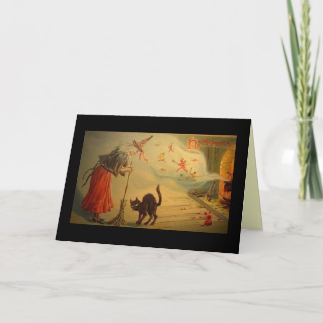 Vieja arrugada de la tarjeta de Halloween del (Anverso)