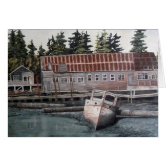 Vieja Casa de barcos y barco de pesca