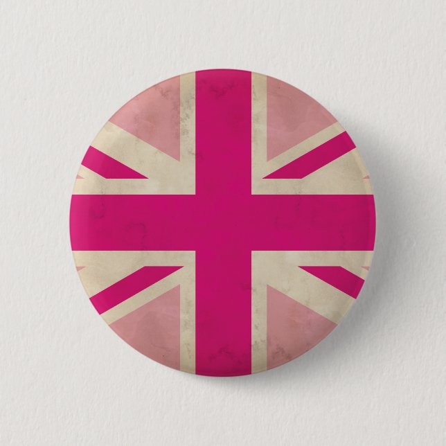 Vieja insignia rosada del botón de Union Jack (Anverso)