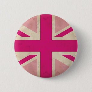 Vieja insignia rosada del botón de Union Jack
