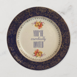 Vieja invitación a un Té Party inglés victoriano