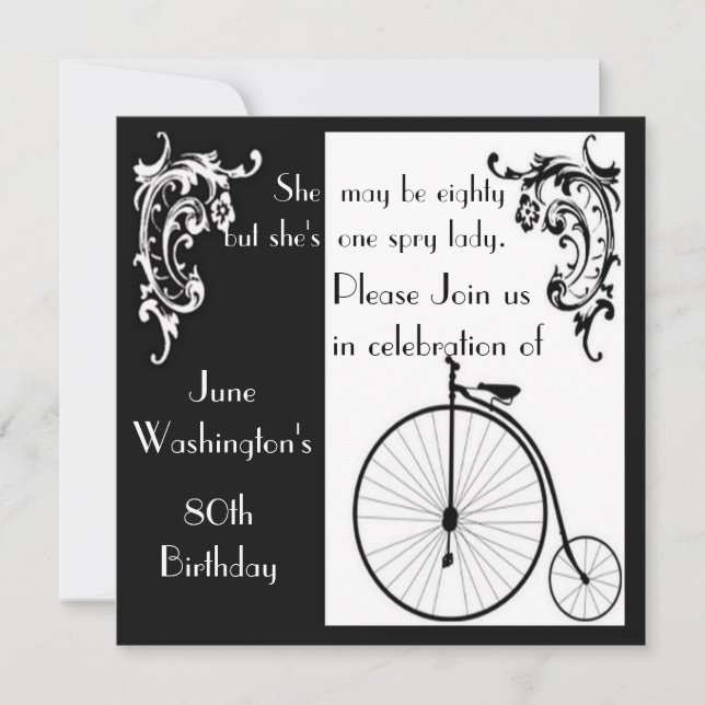 Vieja invitación al cumpleaños de la bicicleta de  (Anverso)