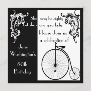 Vieja invitación al cumpleaños de la bicicleta de