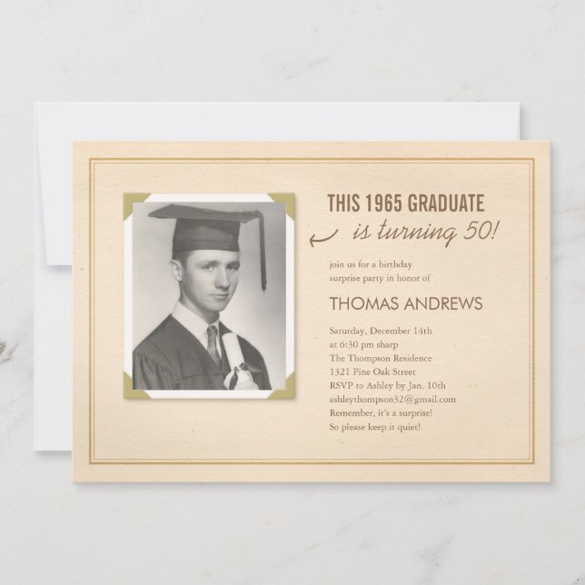 Vieja invitación clásica del cumpleaños de la (Anverso)