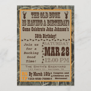 Vieja invitación del cumpleaños de la caza del