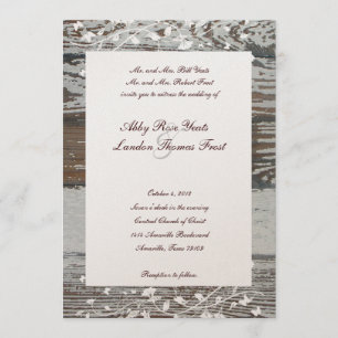 Vieja invitación floral de madera de la