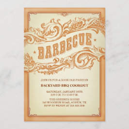 Vieja invitación occidental auténtica del Bbq