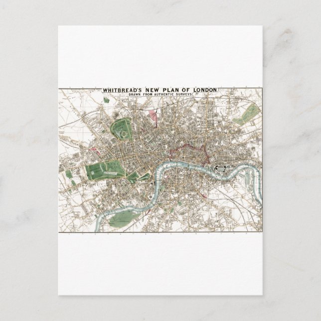 Vieja postal antigua del plan de Londres (Anverso)