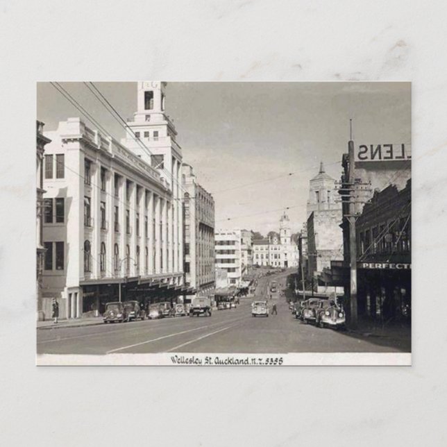 Vieja postal - Auckland, Nueva Zelanda (Anverso)