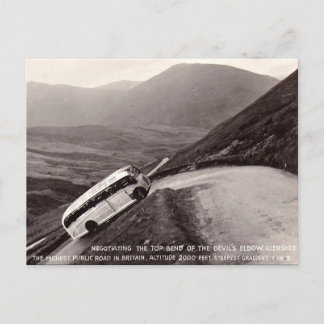 Vieja postal - Autobús en el codo del diablo