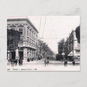 Vieja postal - Avenida de París, Túnez