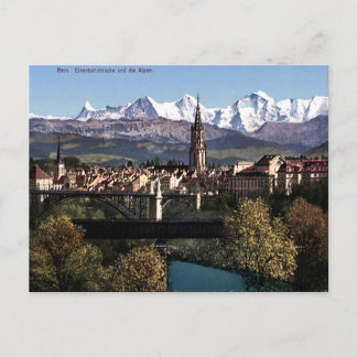 Vieja postal - Berna y los Alpes, Suiza