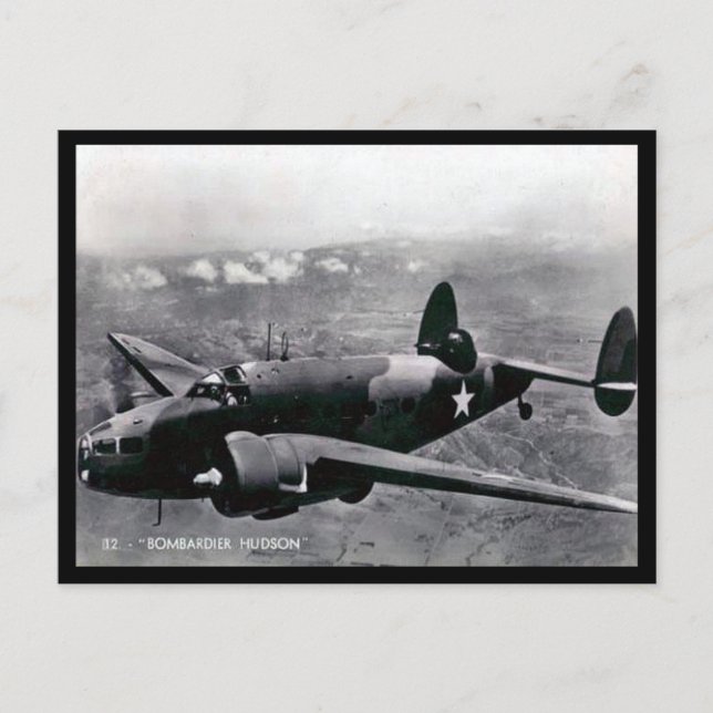 Vieja postal - Bombardero ligero Lockheed Hudson (Anverso)