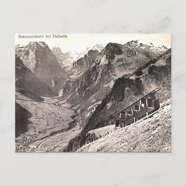 Vieja postal - Braunwald, Suiza (Anverso)