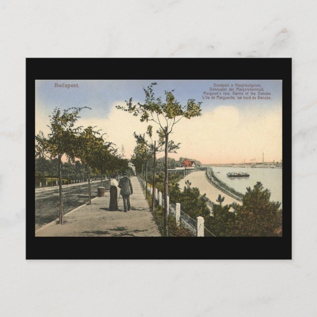 Vieja postal - Budapest, orillas del Danubio, 1916 (Anverso)