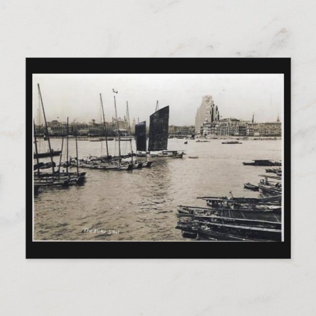 Vieja postal - Bund, Shanghai, China (Anverso)