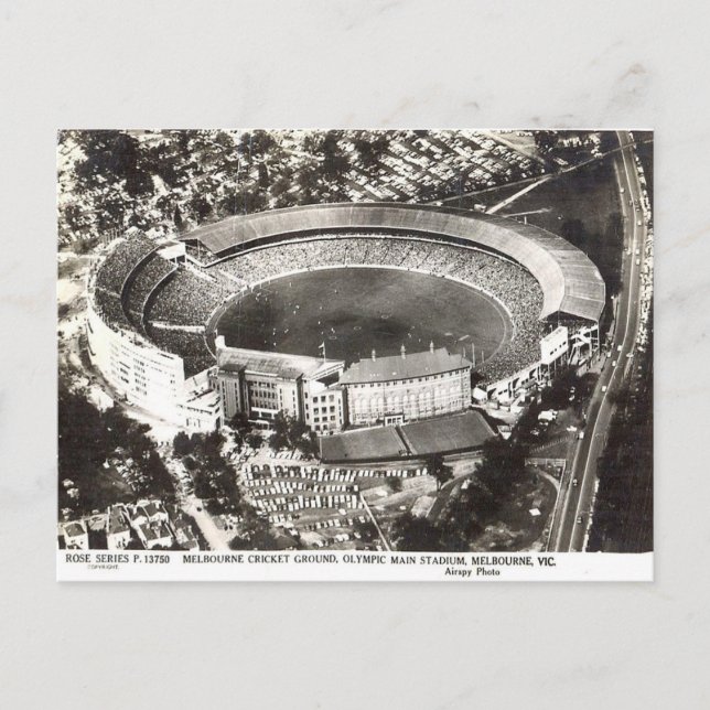 Vieja postal - Campo de críquet de Melbourne (Anverso)
