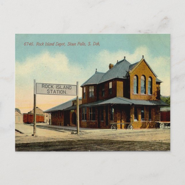 Vieja postal - Cataratas Sioux, Dakota del Sur (Anverso)