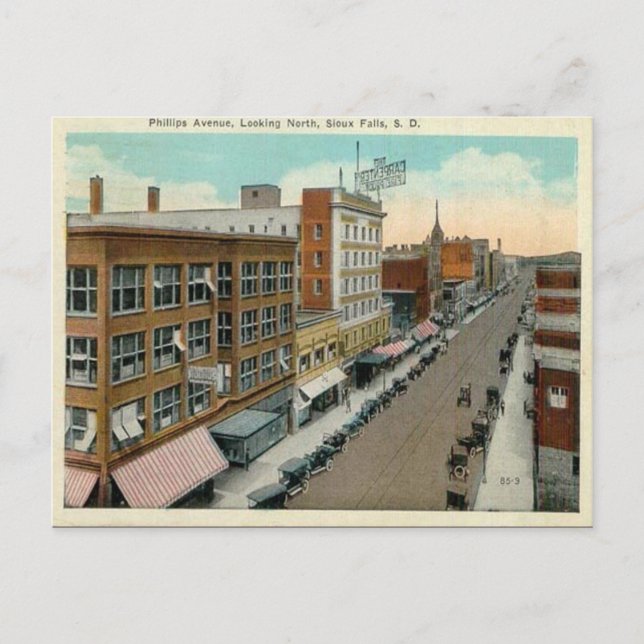 Vieja postal - Cataratas Sioux, Dakota del Sur (Anverso)
