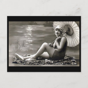 Vieja postal - Chica junto al río