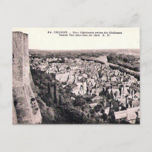 Vieja postal - Chinon, Indre-et-Loire, Francia