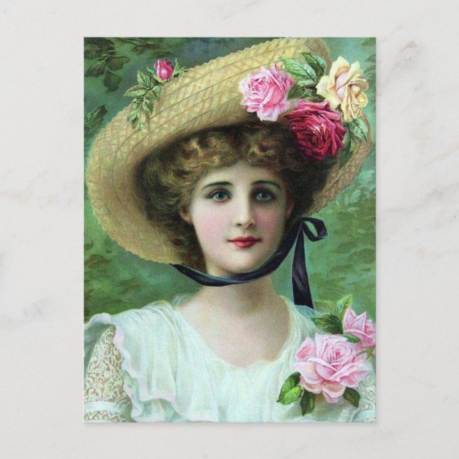 Vieja postal - Dama en un Gorra (Anverso)