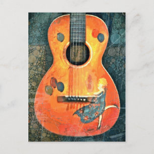 Vieja postal de guitarra acústica