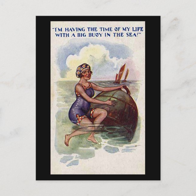 Vieja postal de historietas - Divertido con una gr (Anverso)