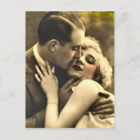 Vieja postal de la pareja de moda