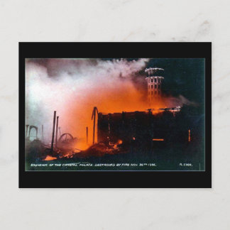 Vieja postal de Londres - Fuego del Palacio de Cri