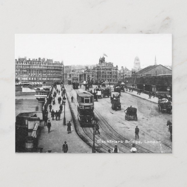 Vieja postal de Londres - Puente Blackfriars (Anverso)