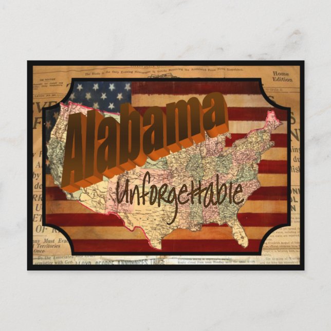 Vieja postal del estado de Alabama (Anverso)