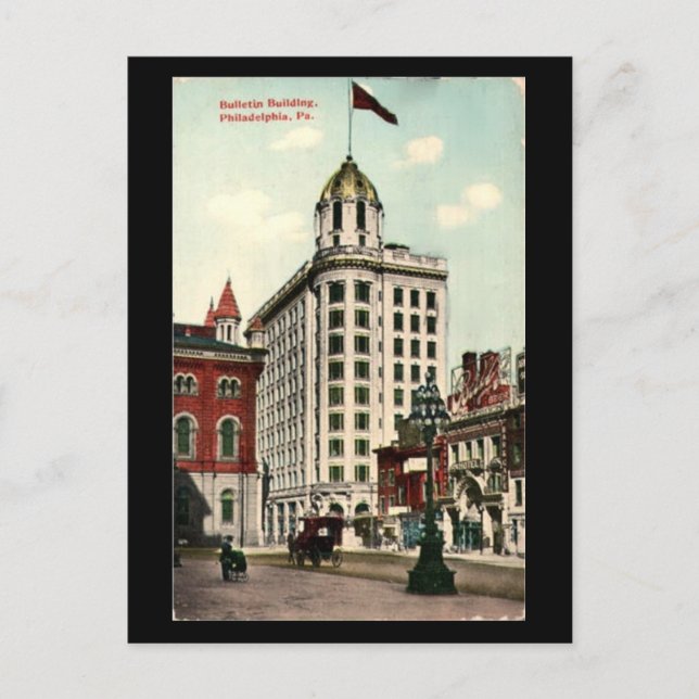 Vieja postal - Edificio de Boletín de Filadelfia (Anverso)