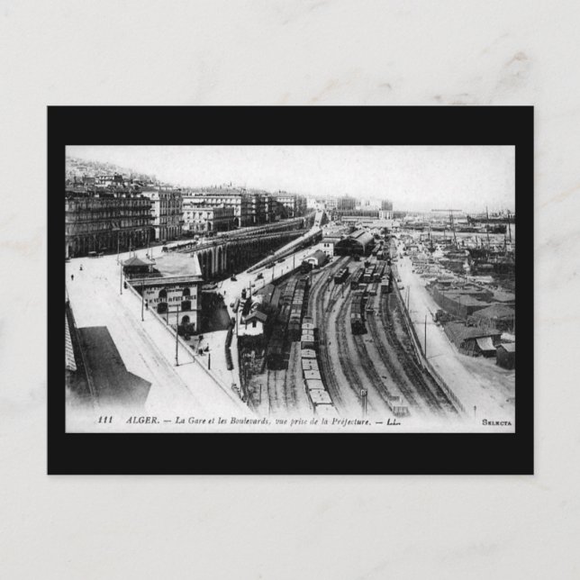 Vieja postal - Estación de tren de Argel (Anverso)