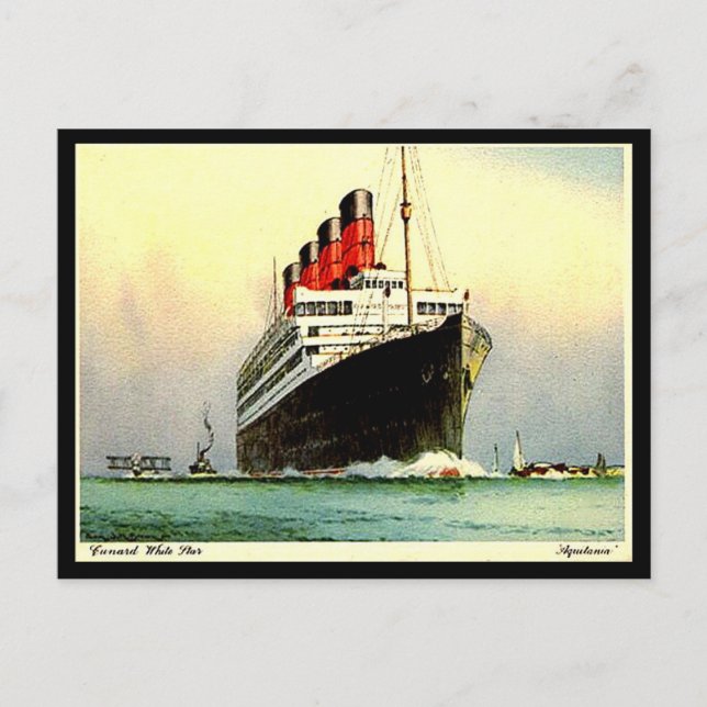 Vieja postal - Estrella Blanca Cunard "Aquitania" (Anverso)